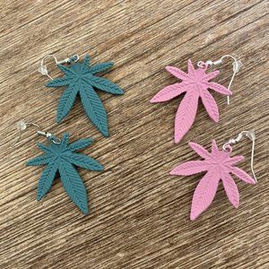 Pink green earrings